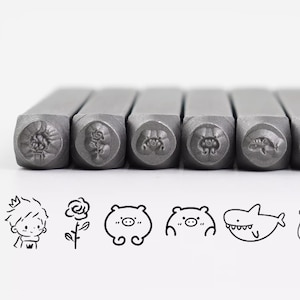 Juego de punzones con forma de cerdo, pareja de dibujos animados, príncipe, rosa, tiburón, oso, joyería, metal, herramientas de estampado de cuero, pulsera, herramienta de manualidades para hacer joyas.