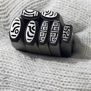 Dzi Bead Tibetan Totem Stamps Oriental Steel Punch Jewelry Metal Leather Stamping Tools Bracelet DIY Craft Tool, Jewelry Making For Gift
