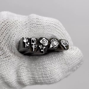 Rose Steel Punches Jewelry Metal Leather Stamping Tools Bracelet DIY Craft Tool, Decorative Art Metal Design Stamp Jewelry Making For Gift