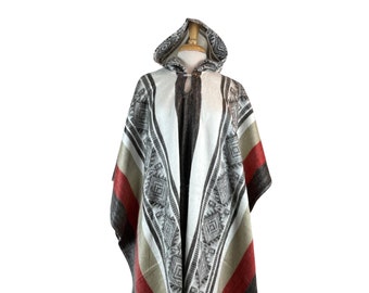 Sweat à capuche poncho en laine d'alpaga pour homme | Cape à capuche | Poncho chaud | Poncho hippie | Poncho Femme | Havane brique