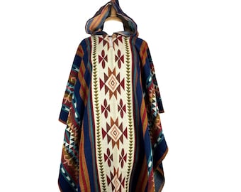 Alpaca Wool Poncho (Blueberry Colorful), One Size, Christmas Gift Ideas