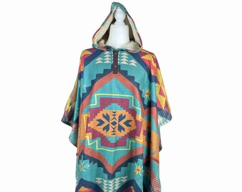 Mothers Day Gift Poncho gift for her hippie poncho boho poncho Cozy  Hooded Poncho Capri Orangeade