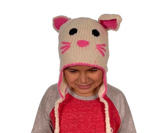 Valentinstag Geschenk Hase Kaninchen Wintermütze für Kinder | Dehnbare Mütze für Kinder | Erwachsene Tiermütze