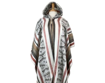 Valentines Day Gift Soft Unisex Hooded Poncho | White Red Tan