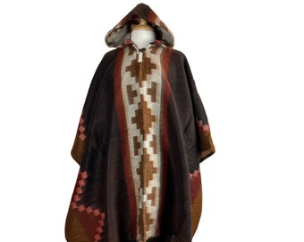 Kapuzen Alpaka Wolle Poncho Kap für Frauen und Männer, Schokolade Rost, Einheitsgröße Valentinstag Geschenkidee