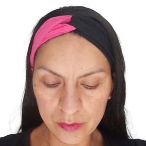 Pink Black Twisted Headband,  Stocking Stuffers