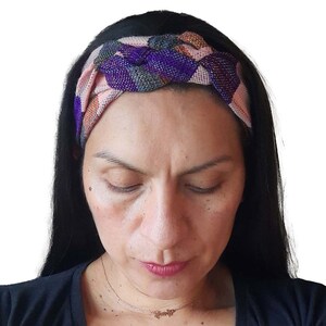 Purple Peach Hippie Braided Headband for Women, Double Knot Headband for Adult,  Stocking Stuffer