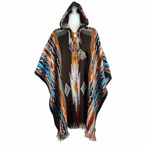 Versatile Men&#39;s and Women&#39;s Hooded Poncho - Classic Winter Overcoat and Wool Cape | Chocolate Orange