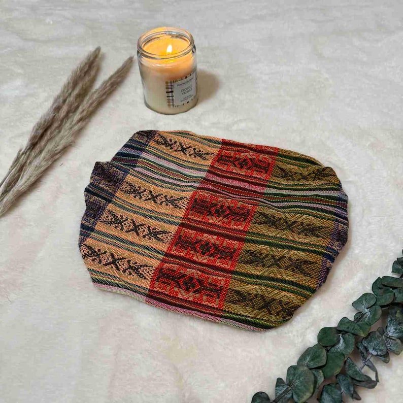 Diademas anchas, suaves y elásticas estilo hippie boho para mujeres y hombres / Bandas para el cabello boho de algodón / Pañuelo para la cabeza de yoga / Arcoíris verde albahaca Andean mosaic