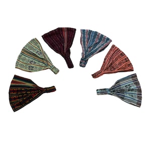 Wide Stretchy Headband Bundle Set of Boho Headbands, Unisex Hairband, Hippie Headband