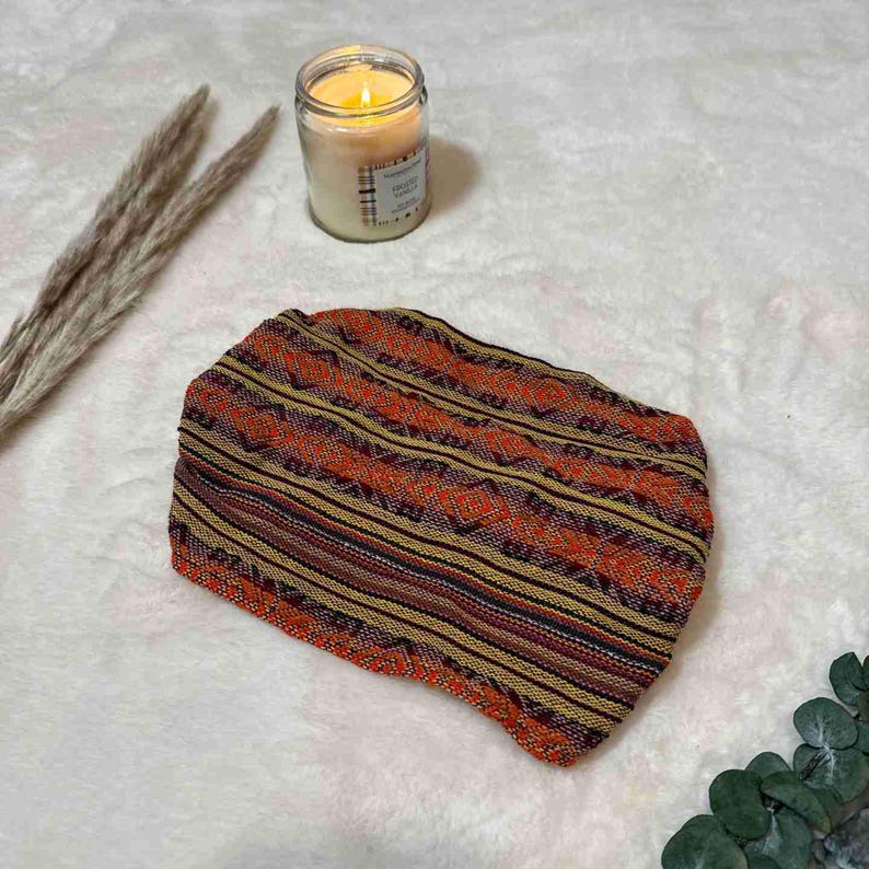 Diademas anchas, suaves y elásticas estilo hippie boho para mujeres y hombres / Bandas para el cabello boho de algodón / Pañuelo para la cabeza de yoga / Arcoíris verde albahaca Autumn ember