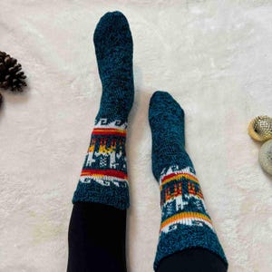 Alpaca Socks | Warm Cozy Soft Winter Socks | Cute Fuzzy Knitted Wool Socks | Neutral Colors Mid Calf Socks | Size 7-8 US Adult Socks
