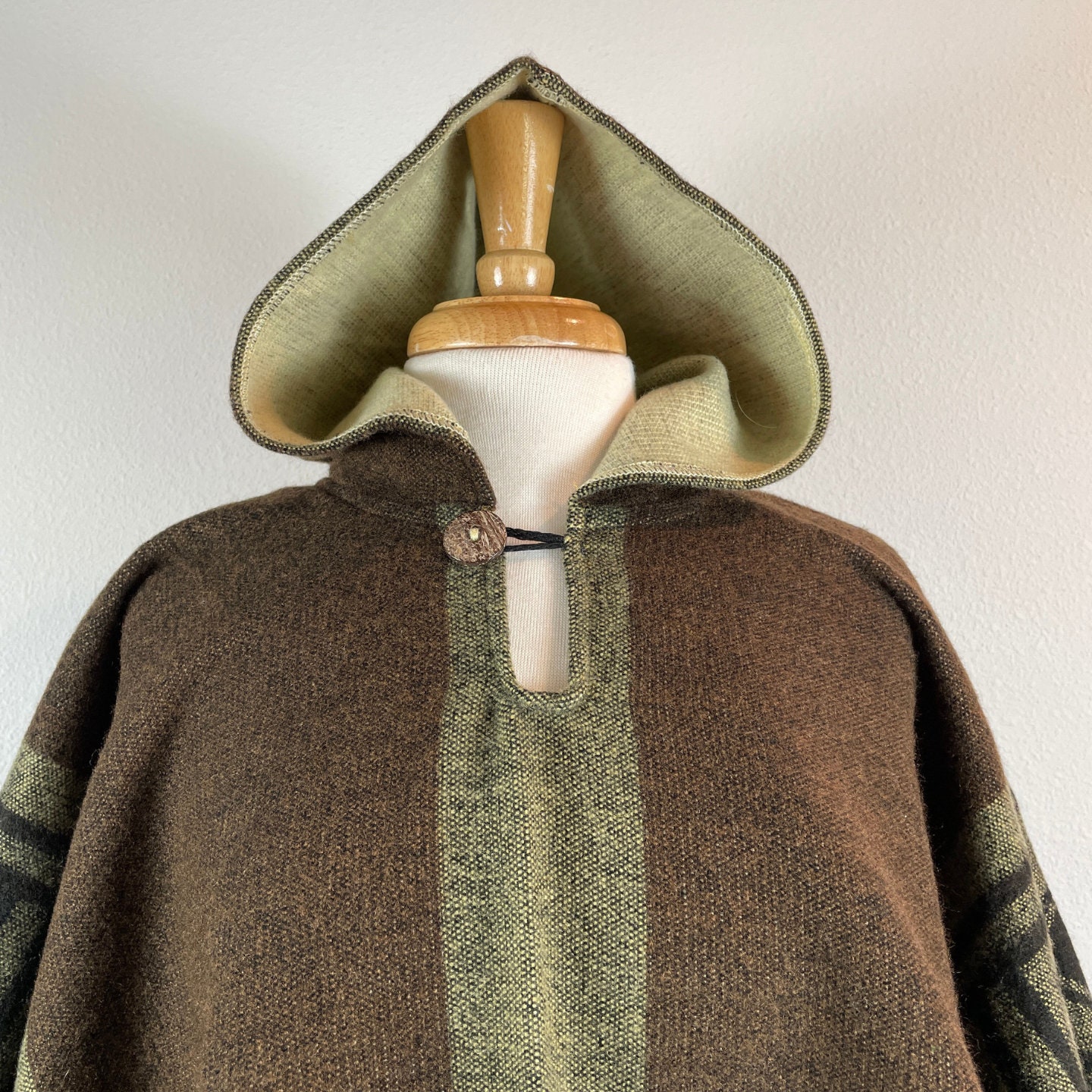 Mens Alpaca Wool Poncho Hoodie | Hooded Cape | Warm Poncho