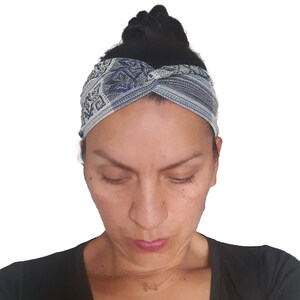 Twist Headband | Cute Trendy Headband | Tribal Headband | Blue Teal White | Teacher Gift | Stocking Stuffers | Christmas  Gift