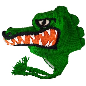 Gator wintermuts voor jongens of meisjes | Fotorekwisiet |  Muts voor volwassenen |  | Gebreide dierenmuts | Groene alligator