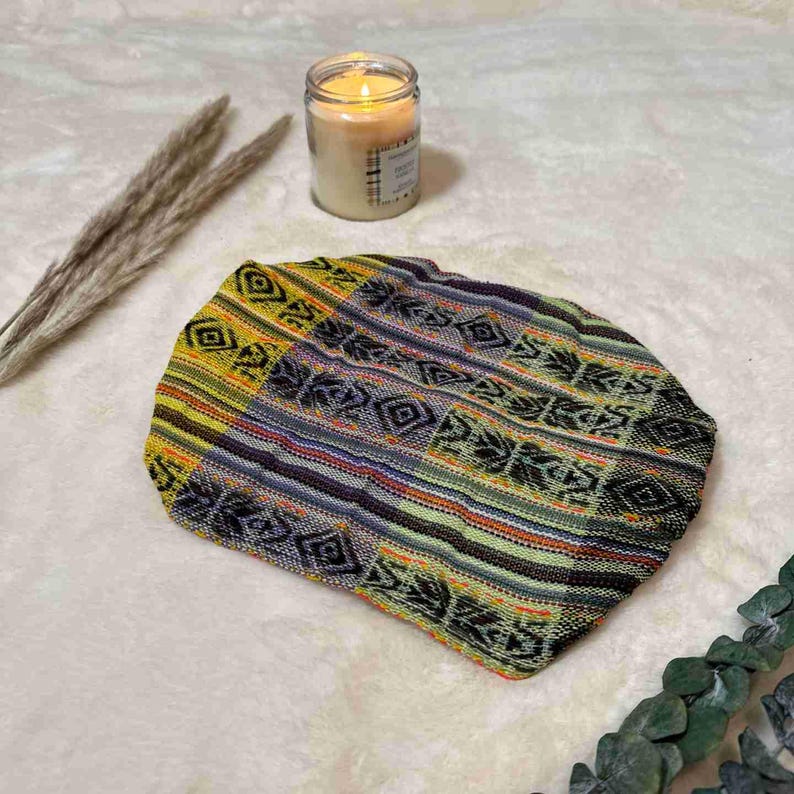 Diademas anchas, suaves y elásticas estilo hippie boho para mujeres y hombres / Bandas para el cabello boho de algodón / Pañuelo para la cabeza de yoga / Arcoíris verde albahaca Pachamama patch