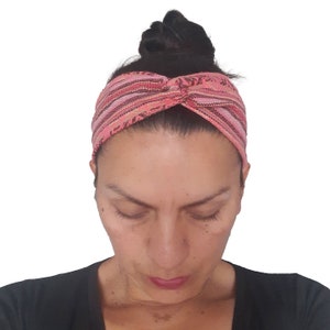 Stocking Stuffer Soft Twist headband | Cute  Trendy Headbands | Tribal Running Headband | Workout Headbands | Coral Brown | Mothers Day Gift