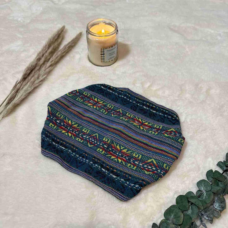 Diademas anchas, suaves y elásticas estilo hippie boho para mujeres y hombres / Bandas para el cabello boho de algodón / Pañuelo para la cabeza de yoga / Arcoíris verde albahaca Andean nights