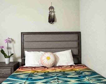 Handcrafted Alpaca Wool Blanket, Twin Size Boho Throw, Andean Artisan, Southwestern Boho Decor 67" x 97"