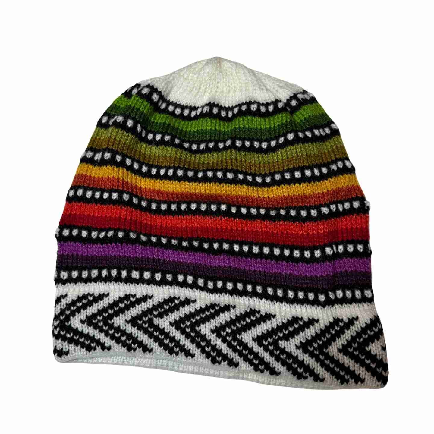 【BAON】[unisex] Lupefe wool color knit Unisex Striped Colorful Hand Knit Alpaca Beanie Hat for