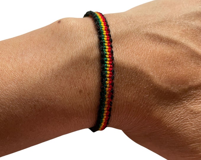 Reggae Rasta Boho Bracelet | Rastafari Bracelet | Jamaican Adjustable Friendship Bracelet | Woven Bracelet for Men or Women