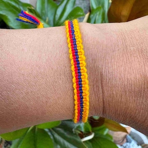 Colombian Flag Unisex Boho Bracelet, Adjustable Friendship Bracelet for Men or Women, One Size