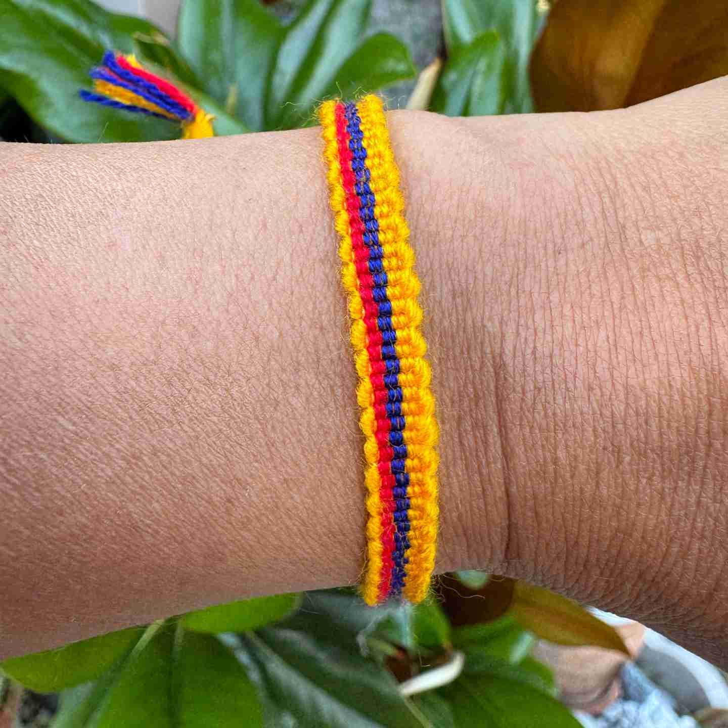 Colombian Flag Unisex Boho Bracelet, Adjustable Friendship Bracelet for Men or Women, One Size