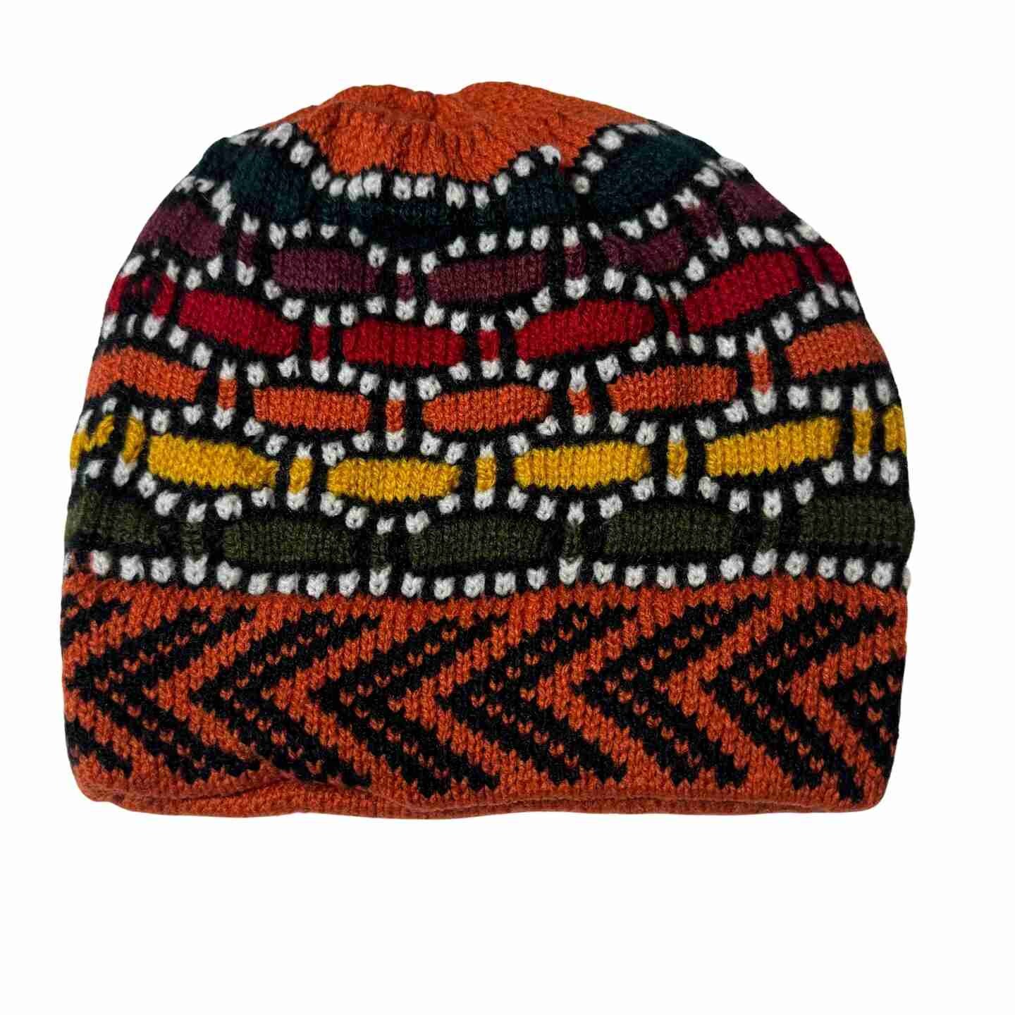 Knit Alpaca Hat Fleece Lined Thermal  Colorful Red Yellow Blue Grey‎ Grn Pattern Unisex Midweight Knit Alpaca Hat With Pom in Variegated Colors main image 4
