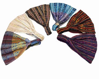 Handwoven Cotton Blend Boho Headbands, Wide Yoga Hairband Set, Artisan Made Headwear