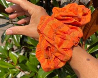 Mothers Day Gift XXL Scrunchie Hair Tie, Oversized Aesthetic Hair Accessory, Stocking Bohemian Gift, Orange