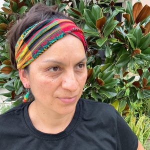 Yellow Rasta Stretchy Hippie Boho Wide Headband for Women and Men, Bohemian Yoga Hair bands, Nurse Headwrap, Valentine's Day Gift