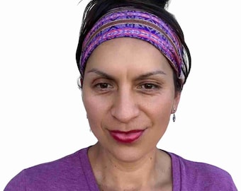 Boho Hair Accessory for Women and Men, Adjustable Non-slip Headband, Stretchy Cotton Hairband, Comfy Woven Headwrap