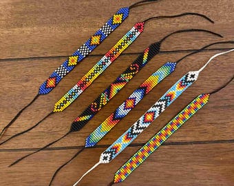 Handmade Ecuadorian Beadwork Bracelets Artisan Woven Glass Seed Bead Boho Jewelry Gift