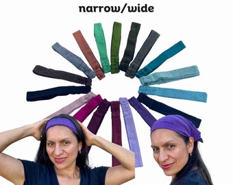 Unisex Boho Yoga Headband, One Hairband Two Styles: Wide and Narrow Workout Hairband, Hippie Women Headwrap, Solid Colors, Mothers Day Gift