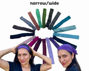 Unisex boho yoga hoofdband, brede of smalle workout-haarband, hippie dames headwrap, effen kleuren