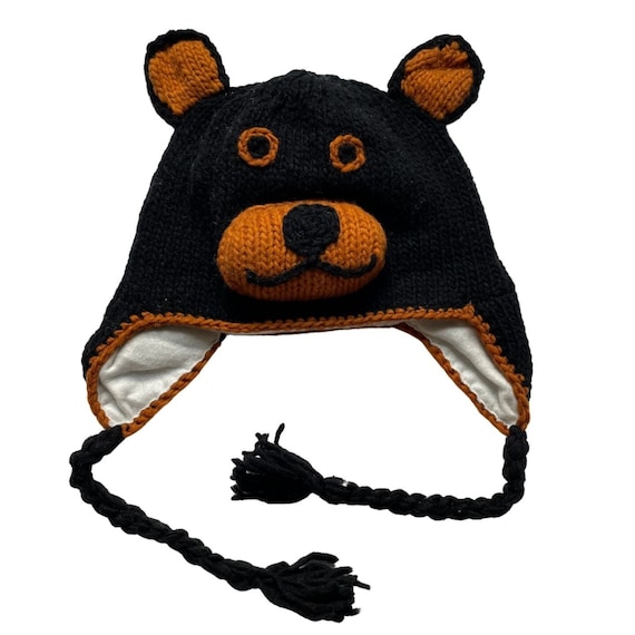 Black Bear Beanie Hat | Winter Hat for Toddlers Boys or Black Bear Beanie Hat | Winter Hat for Toddlers Boys or