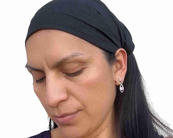 Diadema ancha negra para mujer y hombre, talla única.