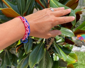 Patriotic Bracelet USA Flag 4th of July Accessory Red White Blue Independence Day Jewelry Fourth of July