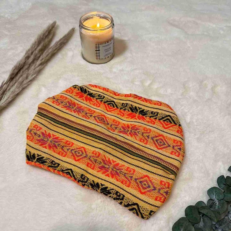 Diademas anchas, suaves y elásticas estilo hippie boho para mujeres y hombres / Bandas para el cabello boho de algodón / Pañuelo para la cabeza de yoga / Arcoíris verde albahaca Harvest glow