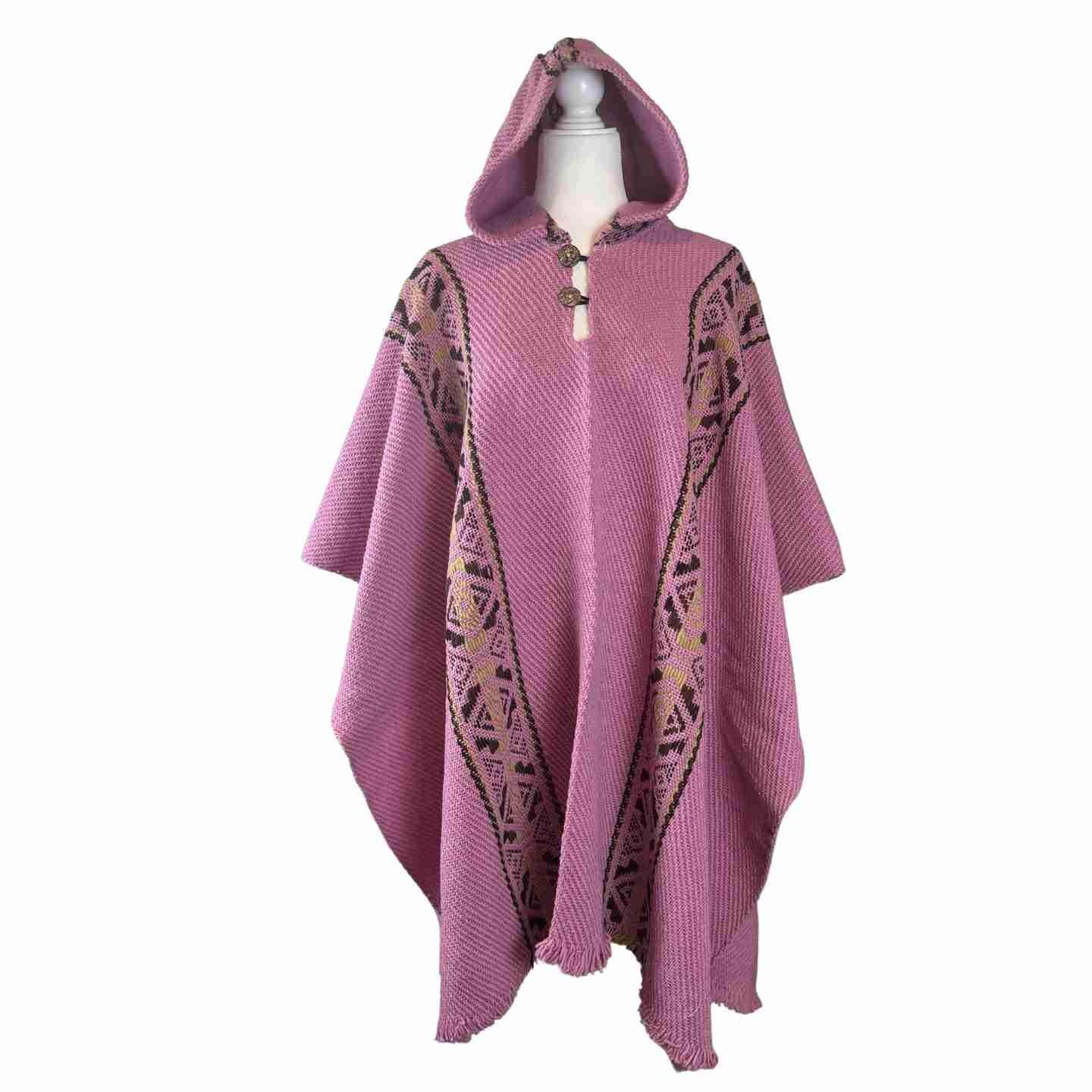 Warm Weighted Mens Wool Hooded Poncho, Women's Cape, Light