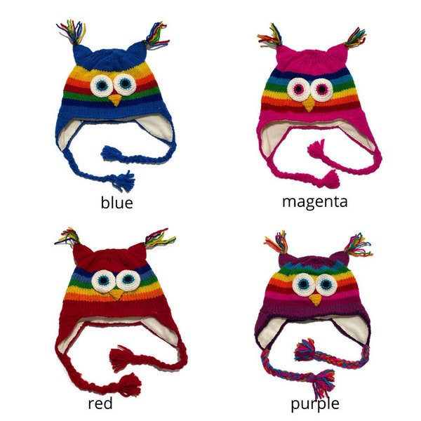 Cozy Knitted Owl Beanie Hat | Womens Hats | Cute Wool Winter Fleece Beanie |  Animal Hat | Beanie Hat Kids | Ski Hat |  Christmas Gift