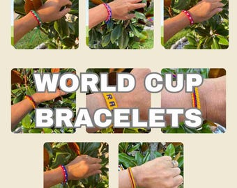 Soccer World Cup Woven Bracelets, Handmade Jewelry Mexico, USA, Canada, Brazil, Colombia, Germany