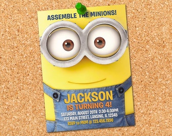 minion movie invitation etsy