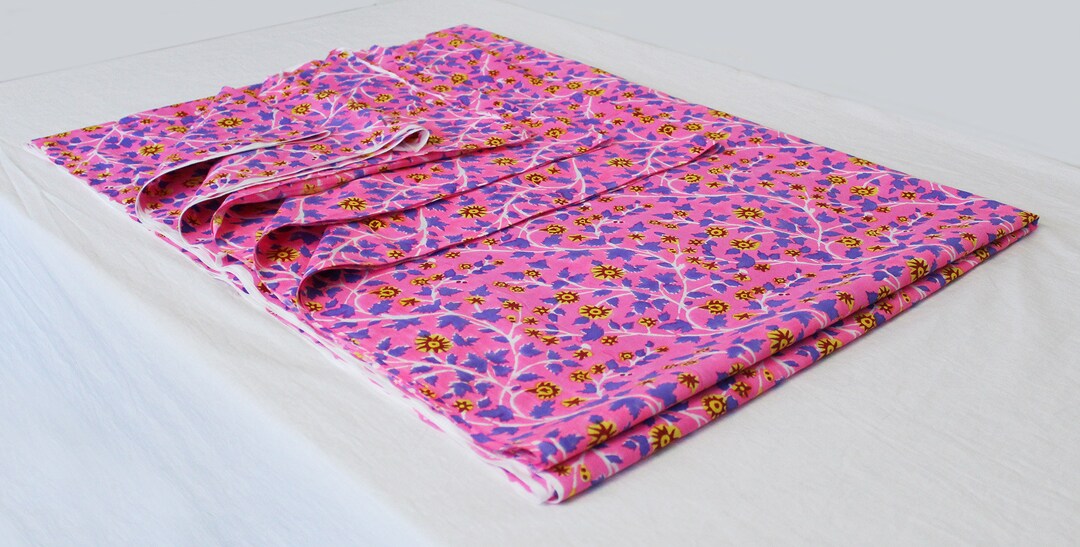 Floral Cotton Voile Fabric Indian Hand Block Printed Fabric Etsy