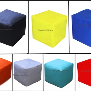 Solid Square Plain Handmade Pouf Cover Home & Room Decorative 18X18" Foot Stool Unfilled Pouf Ottoman Covers Throw