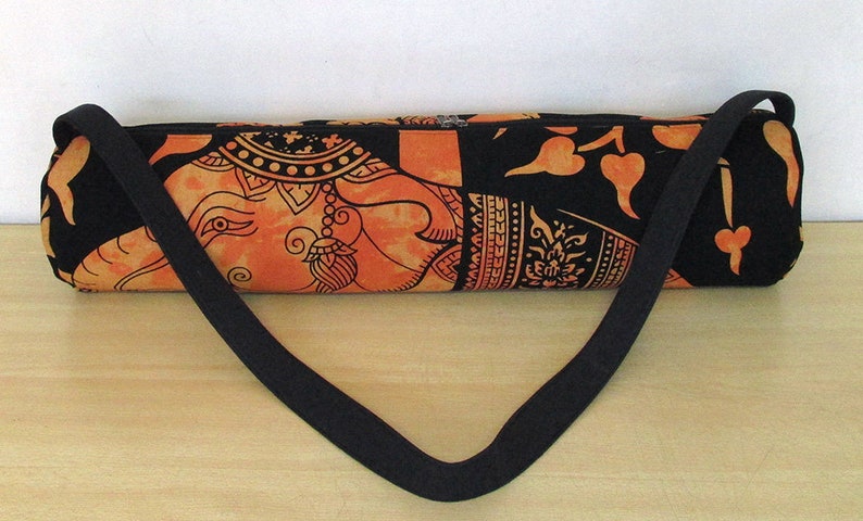 New Indian TieDye Handmade Cotton Orange Elephant Yoga Mat Bag C New Indian TieDye Handmade Cotton Orange Elephant Yoga Mat Bag C