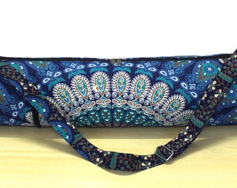 Blue Mandala Yoga Mat Bag,  Beach Bag, Gym Bag, Carrier Bag Sport Bag With Yoga Shoulder Bag Throw