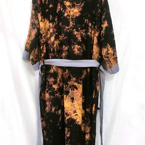 Hand Tie dye Kimono robe, black kimono, Kimono Robe, Beach Coverup, Rayon Cotton Robe, robe for unisex, loose fit, home wear, long kimono image 3