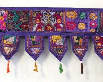 Window Decor Valances, Boho Decorative Toran, Embroidered Patchwork Wall Hanging Toran, Door Patchwork Topper Valances Throw