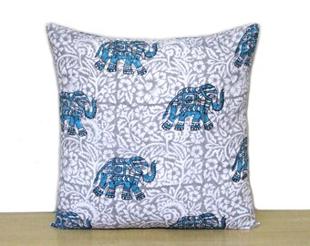 Housse de coussin motif éléphant, taie d'oreiller décorative pour maison, taies d'oreiller imprimées en bloc, housse de coussin décorative pour canapé